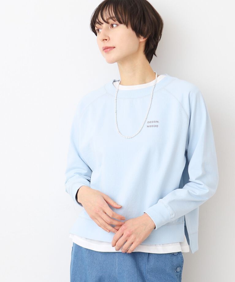 Dessin「【洗える】クロップド丈ロゴカットソー（S～L）」|Tシャツ・カットソー|ブルー(091)