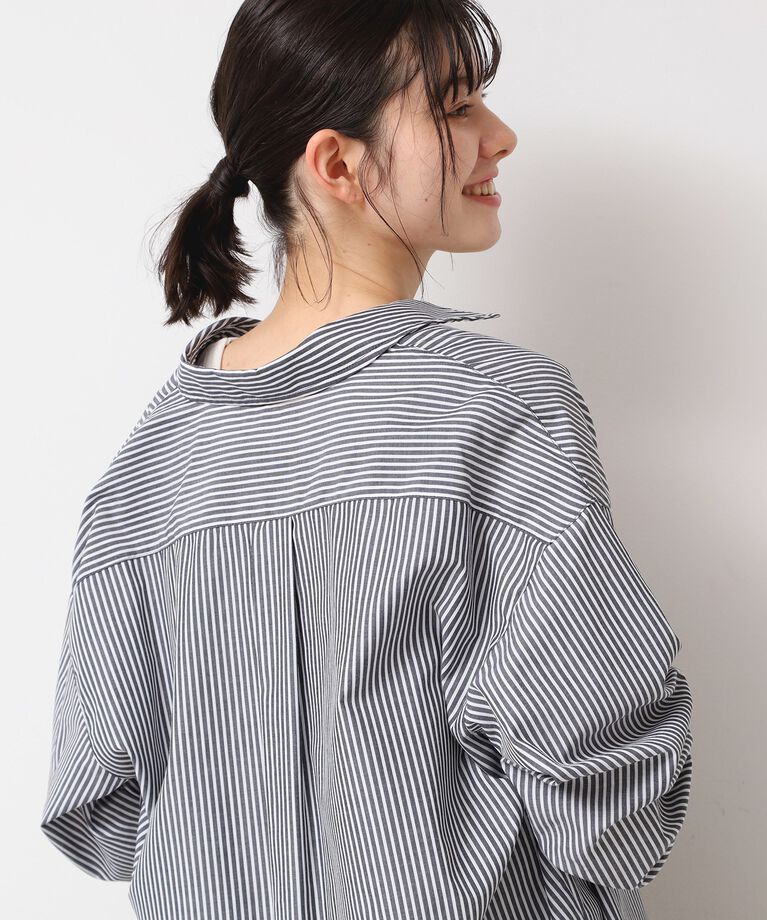 Dessin「【洗える】ロゴ刺繍入りストライプオーバーシャツ」|シャツ・ブラウス|