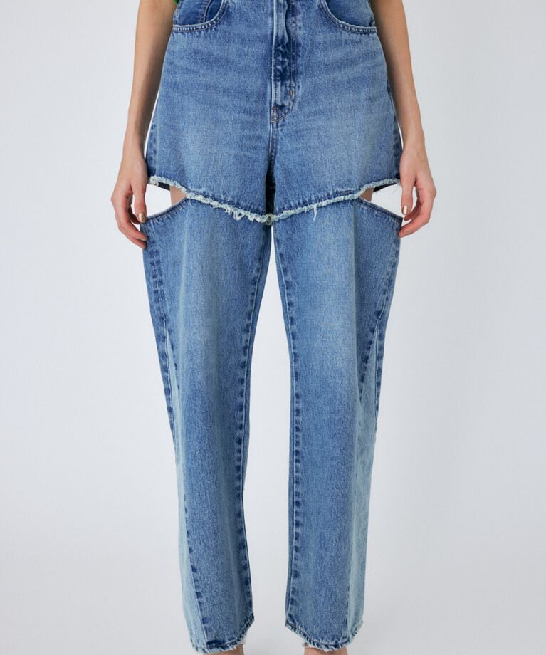 MOUSSY「CUT OUT WIDE STRAIGHT」|デニム|