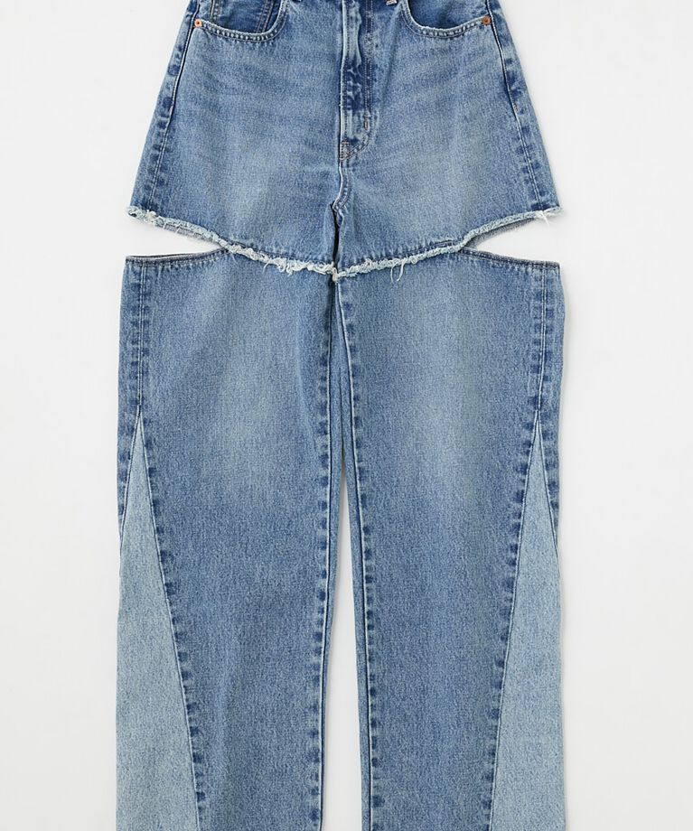 MOUSSY「CUT OUT WIDE STRAIGHT」|デニム|
