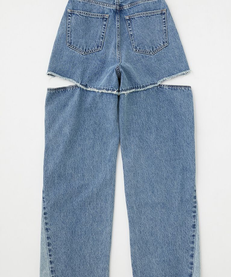 MOUSSY「CUT OUT WIDE STRAIGHT」|デニム|