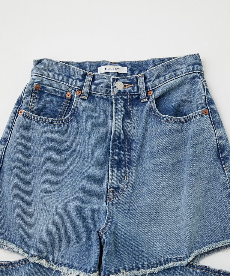 MOUSSY「CUT OUT WIDE STRAIGHT」|デニム|