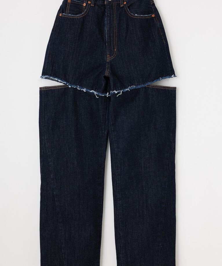 MOUSSY「CUT OUT WIDE STRAIGHT」|デニム|One Wash1