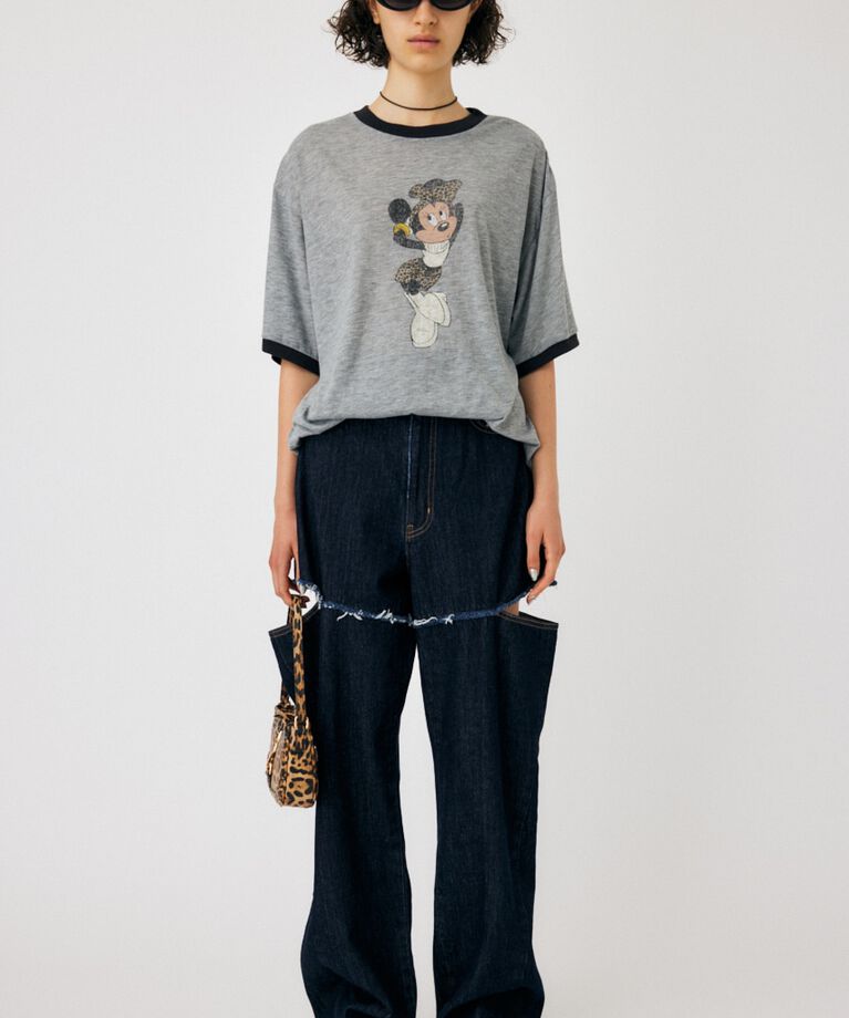 MOUSSY「CUT OUT WIDE STRAIGHT」|デニム|