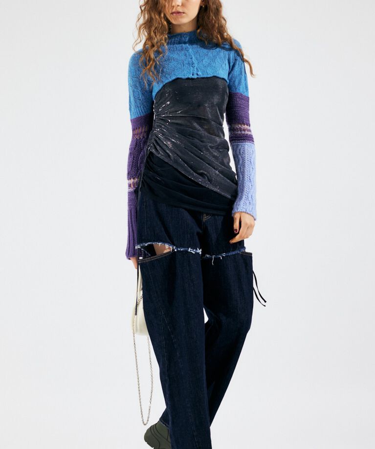 MOUSSY「CUT OUT WIDE STRAIGHT」|デニム|