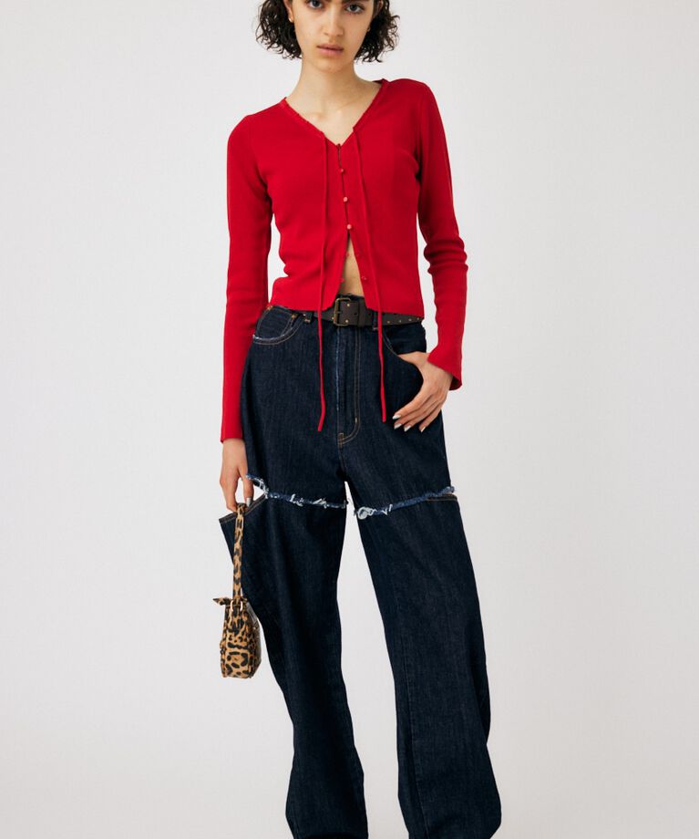 MOUSSY「CUT OUT WIDE STRAIGHT」|デニム|