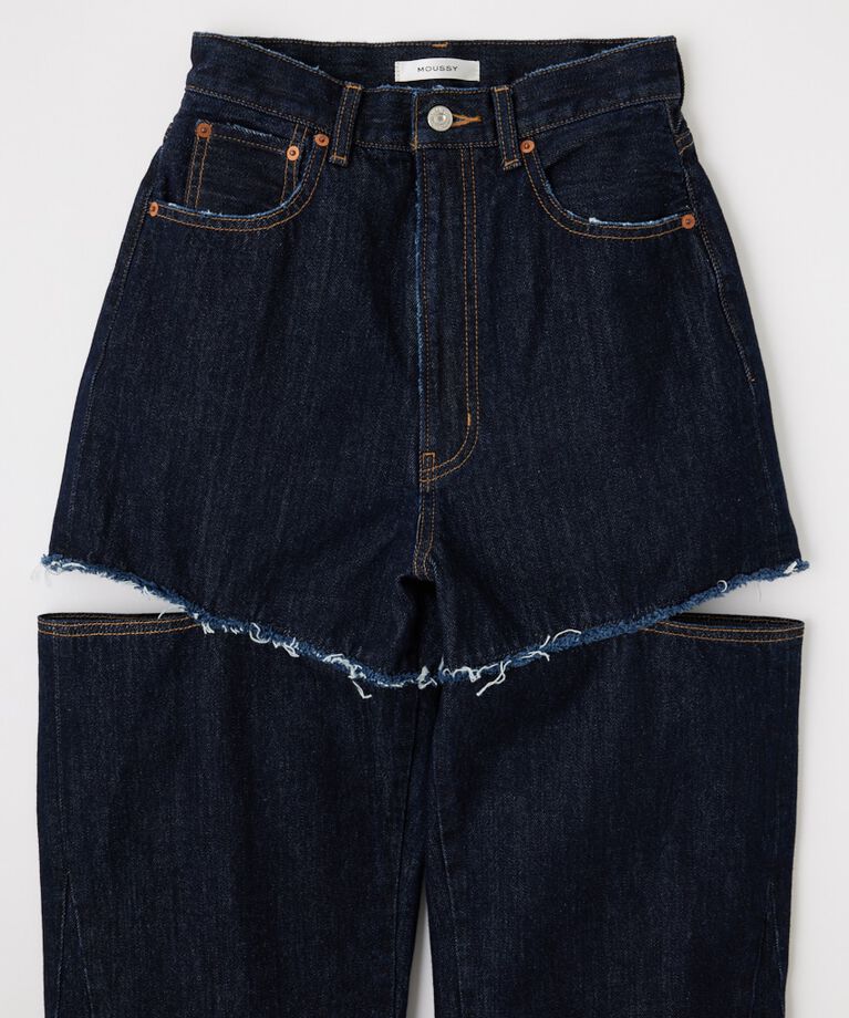 MOUSSY「CUT OUT WIDE STRAIGHT」|デニム|