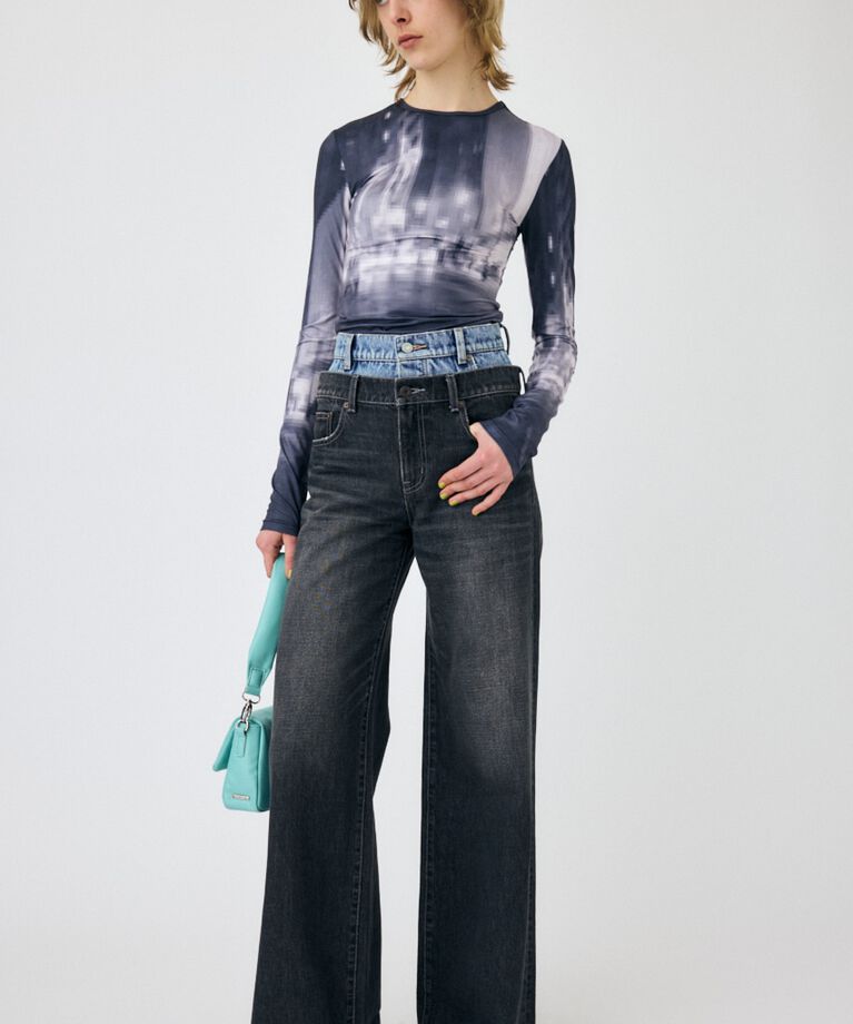 MOUSSY「W WAIST WIDE LEG STRAIGHT」|デニム|