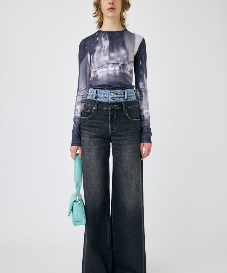 MOUSSY「W WAIST WIDE LEG STRAIGHT」|デニム|