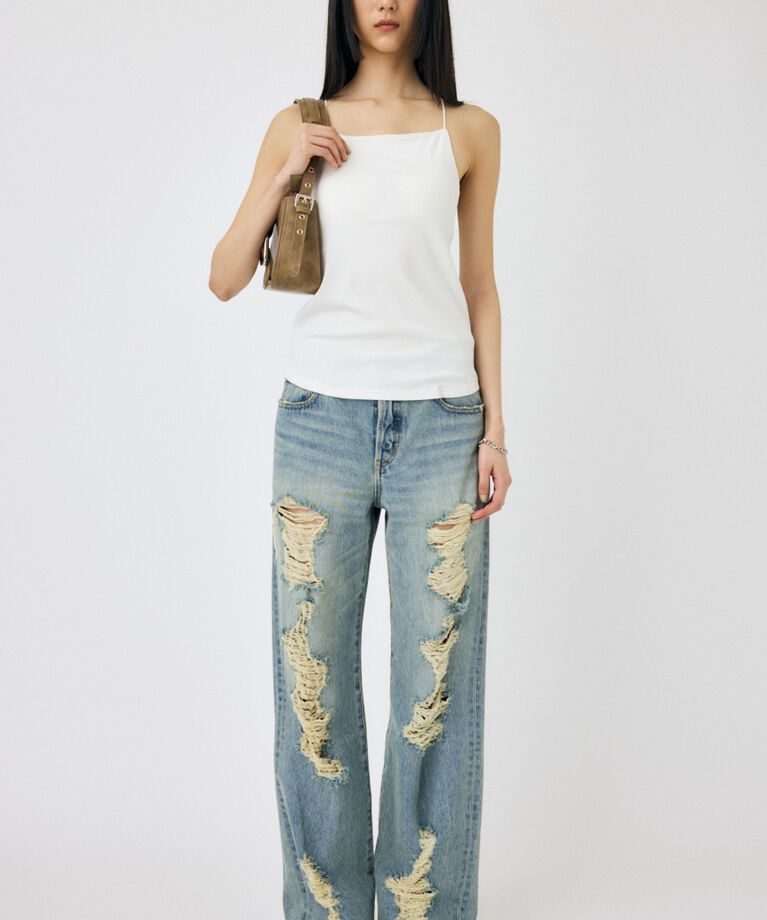 MOUSSY「HIGH DAMAGED STRAIGHT」|デニム|