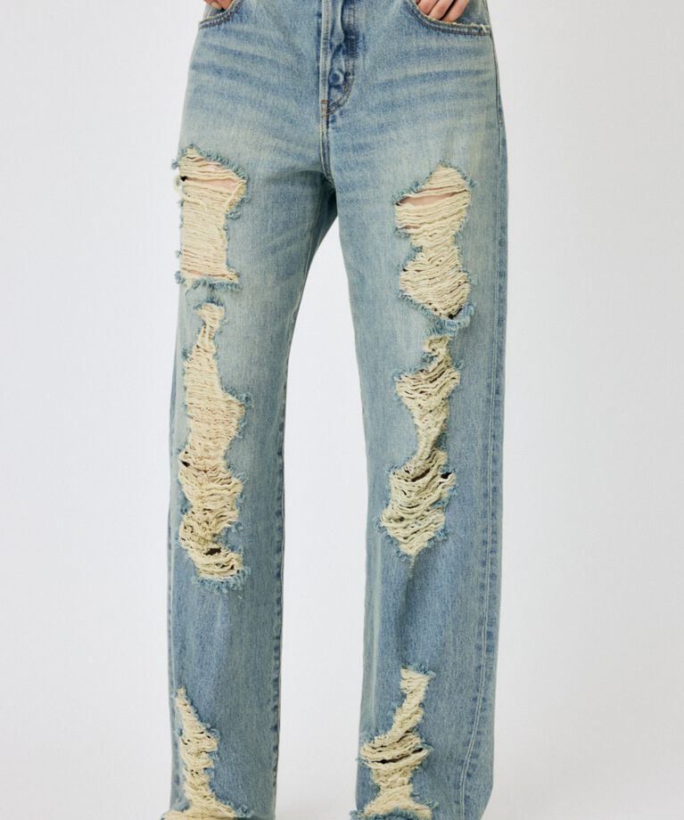 MOUSSY「HIGH DAMAGED STRAIGHT」|デニム|