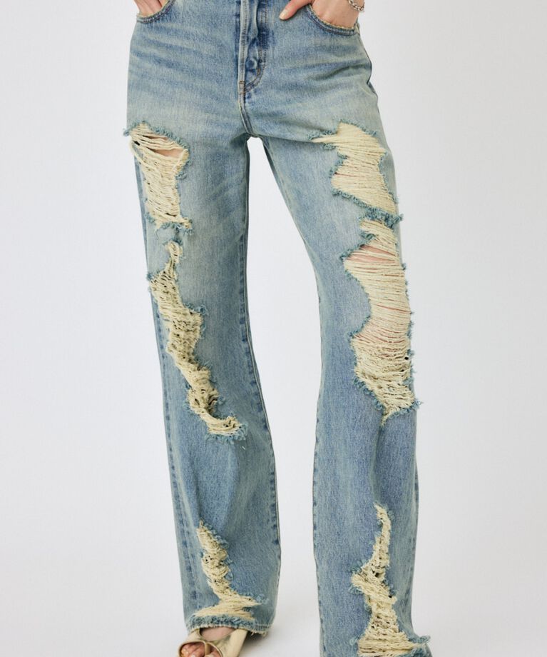 MOUSSY「HIGH DAMAGED STRAIGHT」|デニム|