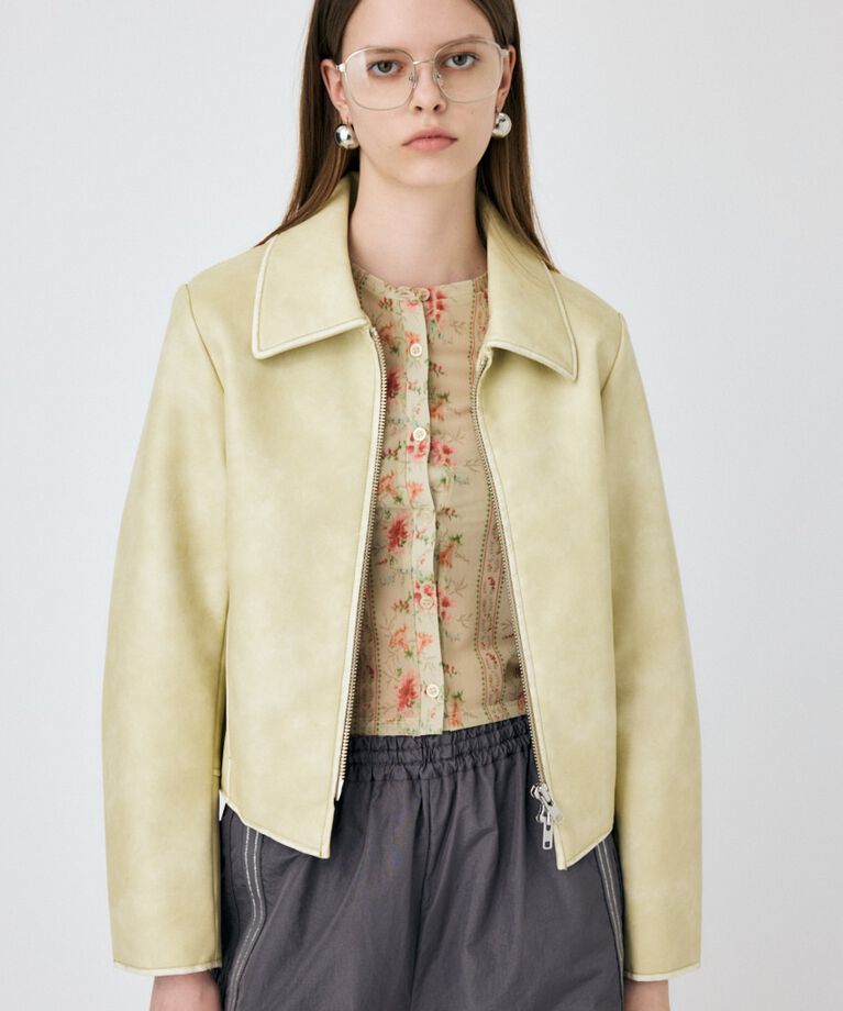 MOUSSY「FAUX LEATHER MINIMAL ジャケット」|その他|ECRU