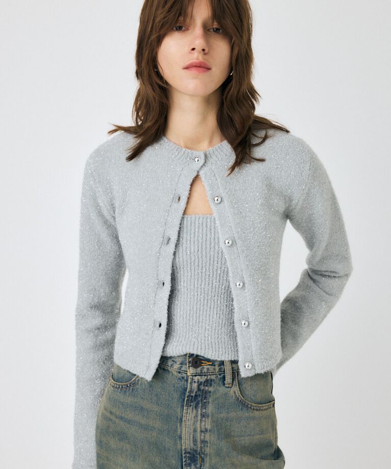 MOUSSY「GLITTER カーディガン & キャミ」|ニット・セーター|L/GRY1