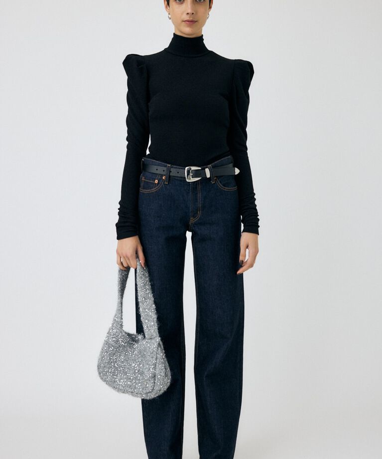 MOUSSY「POINT SHOULDER グリッタートップス」|Tシャツ・カットソー|