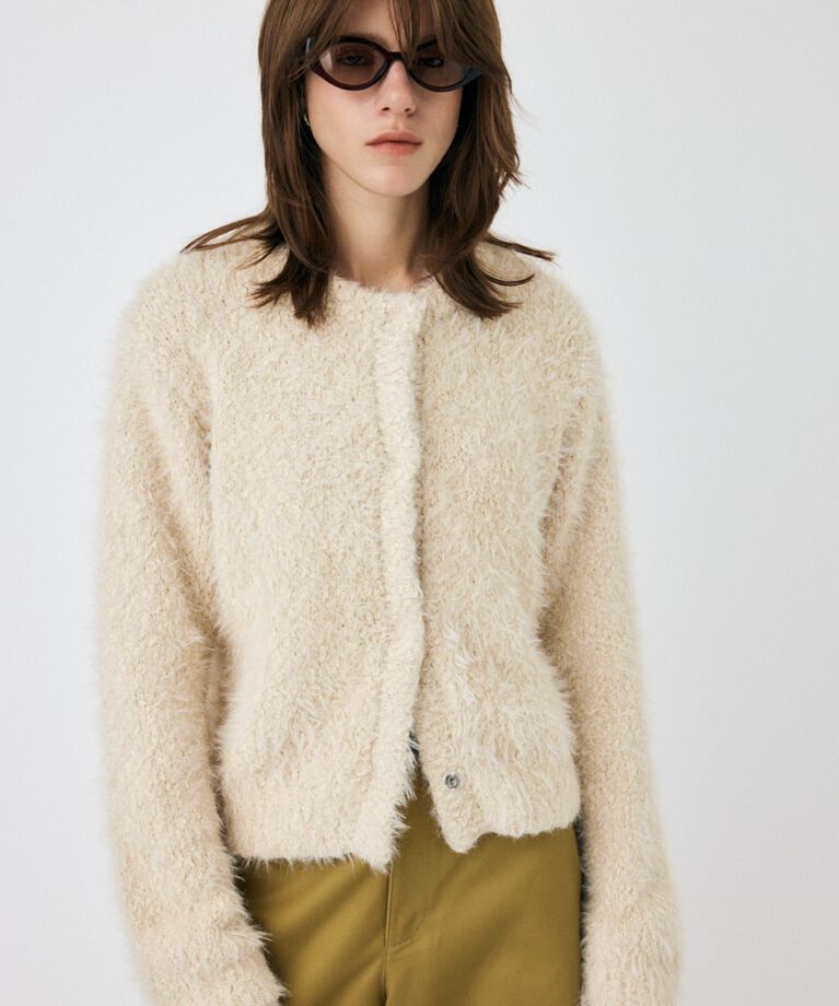 MOUSSY「GLITTER SHAGGY ニットカーディガン」|カーディガン|IVOY3