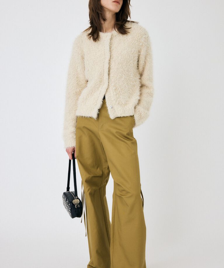 MOUSSY「GLITTER SHAGGY ニットカーディガン」|カーディガン|