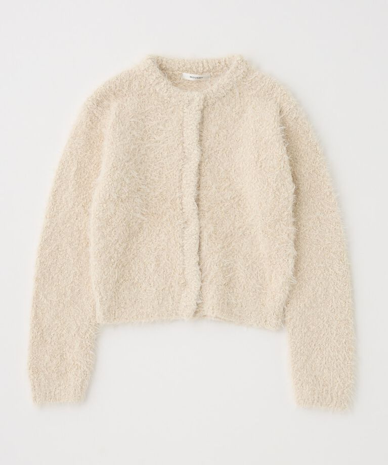 MOUSSY「GLITTER SHAGGY ニットカーディガン」|カーディガン|