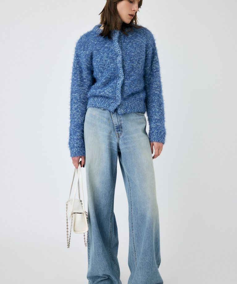 MOUSSY「GLITTER SHAGGY ニットカーディガン」|カーディガン|