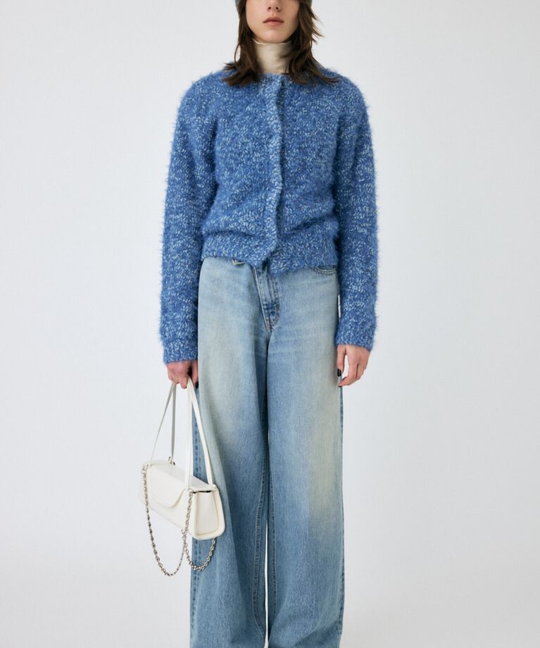 MOUSSY「GLITTER SHAGGY ニットカーディガン」|カーディガン|