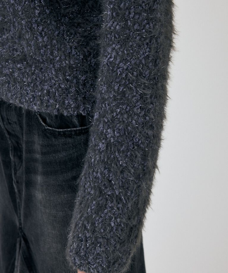 MOUSSY「GLITTER SHAGGY ニットカーディガン」|カーディガン|