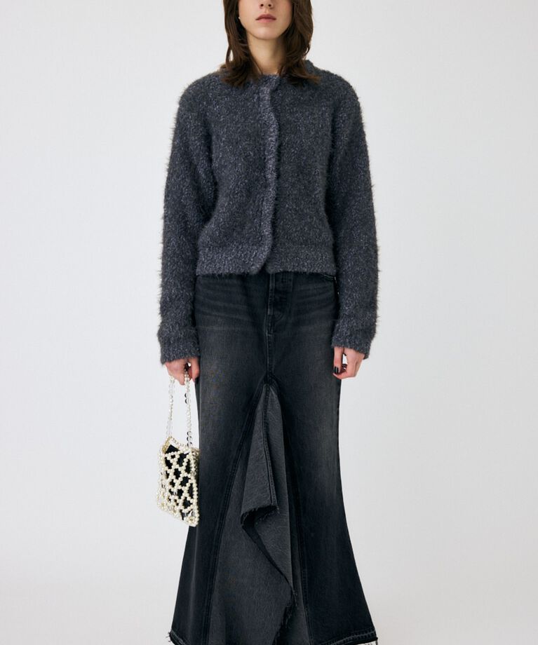 MOUSSY「GLITTER SHAGGY ニットカーディガン」|カーディガン|