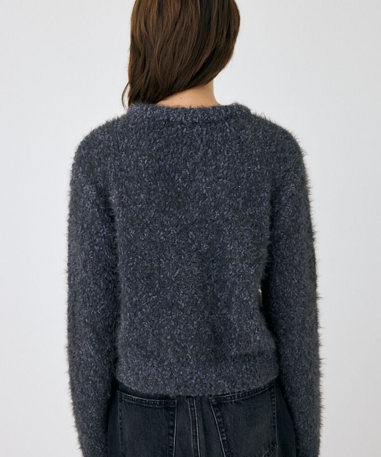 MOUSSY「GLITTER SHAGGY ニットカーディガン」|カーディガン|