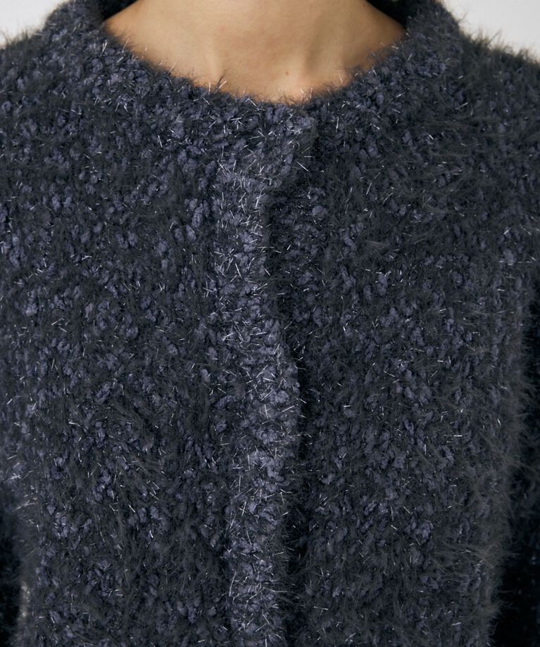 MOUSSY「GLITTER SHAGGY ニットカーディガン」|カーディガン|