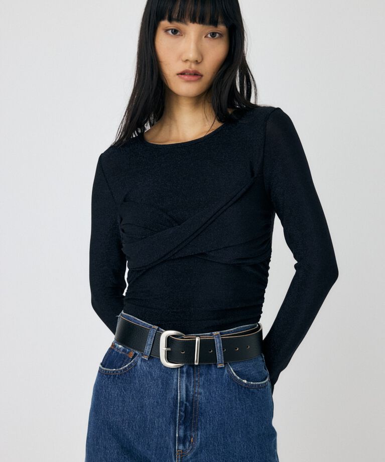 MOUSSY「CROSS GATHER SLIM トップス」|Tシャツ・カットソー|