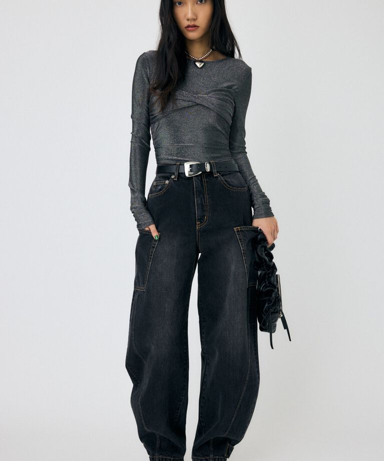 MOUSSY「CROSS GATHER SLIM トップス」|Tシャツ・カットソー|