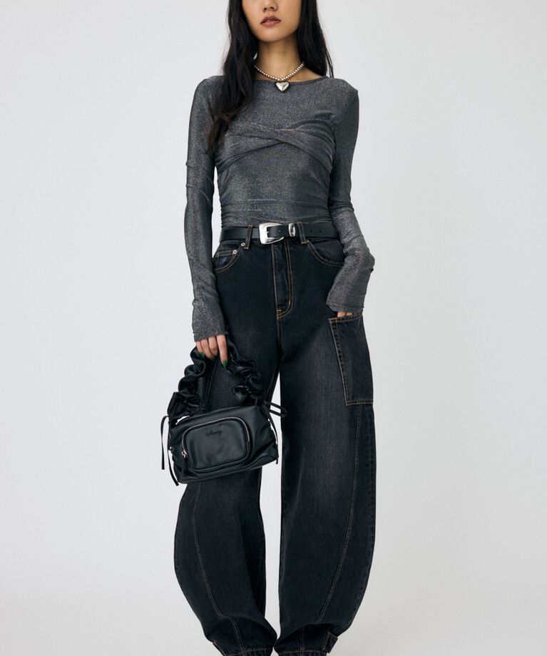 MOUSSY「CROSS GATHER SLIM トップス」|Tシャツ・カットソー|