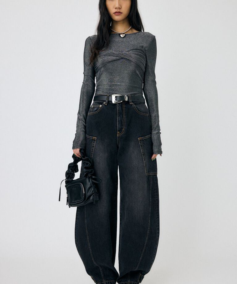 MOUSSY「CROSS GATHER SLIM トップス」|Tシャツ・カットソー|