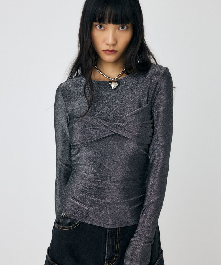 MOUSSY「CROSS GATHER SLIM トップス」|Tシャツ・カットソー|
