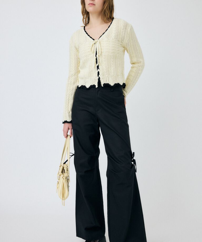MOUSSY「OPEN STITCH レースアップニット」|ニット・セーター|