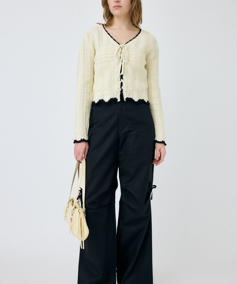 MOUSSY「OPEN STITCH レースアップニット」|ニット・セーター|