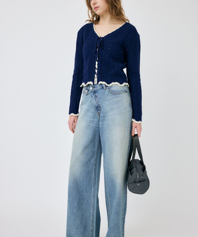 MOUSSY「OPEN STITCH レースアップニット」|ニット・セーター|