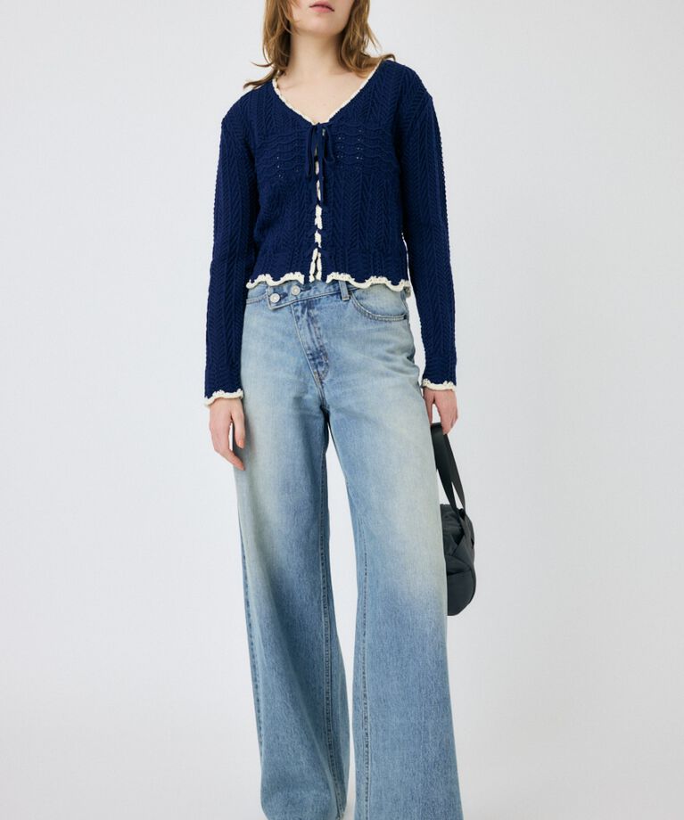 MOUSSY「OPEN STITCH レースアップニット」|ニット・セーター|