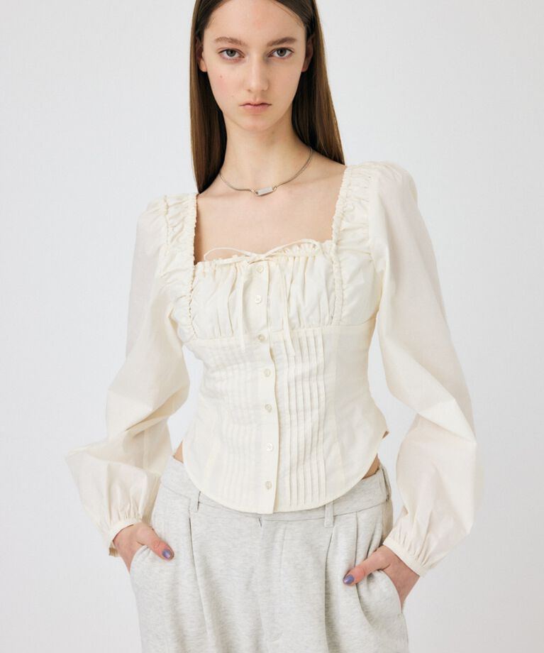 MOUSSY「PUFF SLEEVE CORSET FIT ブラウス」|シャツ・ブラウス|