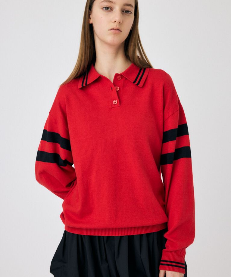 MOUSSY「RUGGER ニットポロ」|ニット・セーター|RED