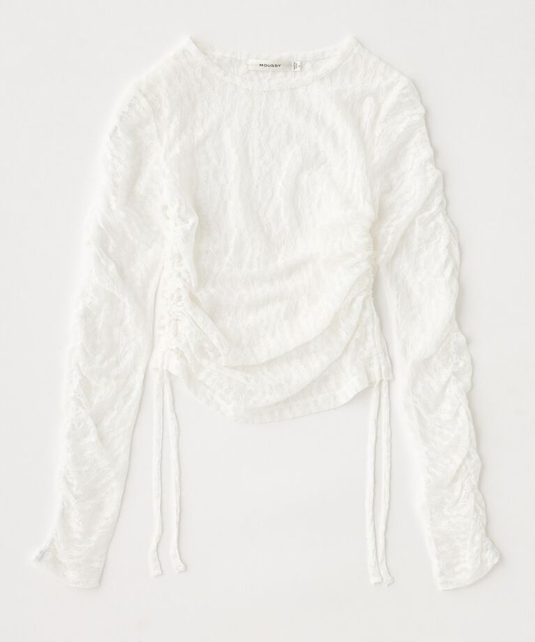 MOUSSY「SHIRRING レーストップス」|Tシャツ・カットソー|O/WHT1