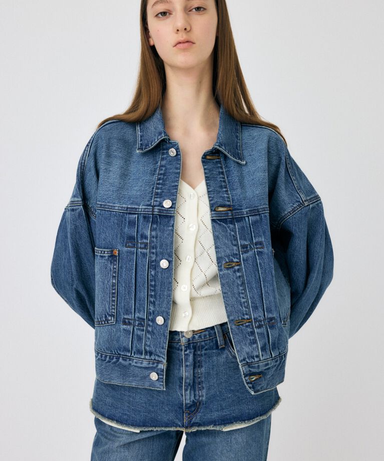 MOUSSY「TUCK SLEEVE デニムジャケット」|デニムジャケット|BLU