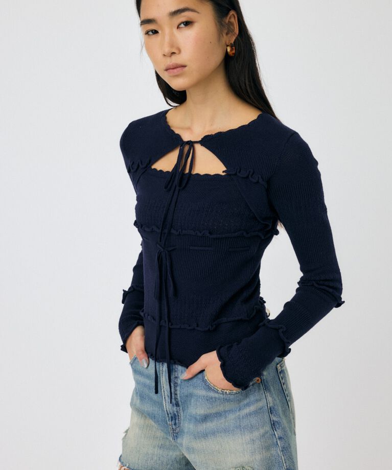 MOUSSY「BOW DESIGN ニットトップス」|ニット・セーター|