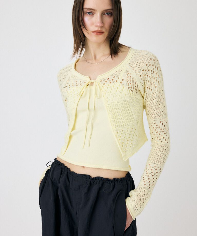 MOUSSY「OPENWORK KNIT アンサンブル」|ニット・セーター|L/YEL1