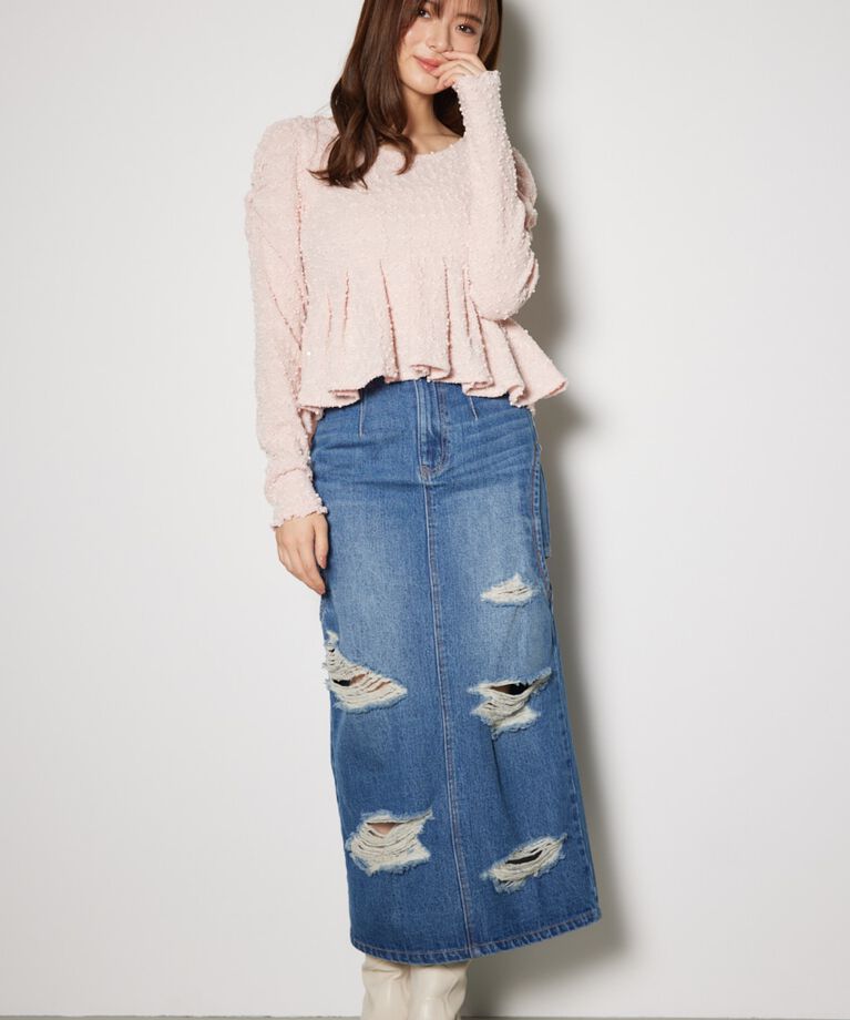 rienda「カットレースペプラムトップス」|Tシャツ・カットソー|