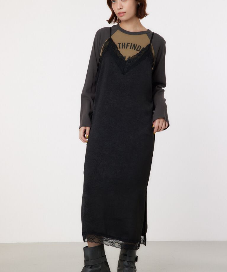 RODEO CROWNS「サテンレースキャミワンピース」|ワンピース|BLK
