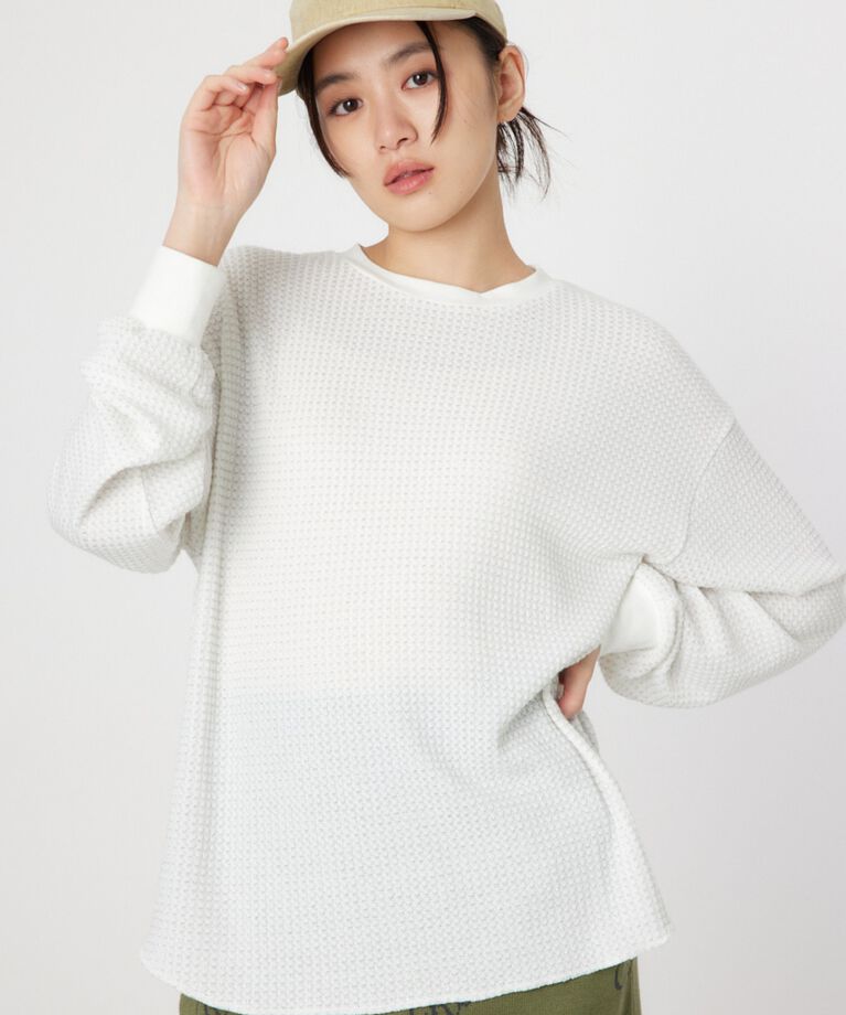 RODEO CROWNS「ラメワッフルトップス」|Tシャツ・カットソー|O/WHT1