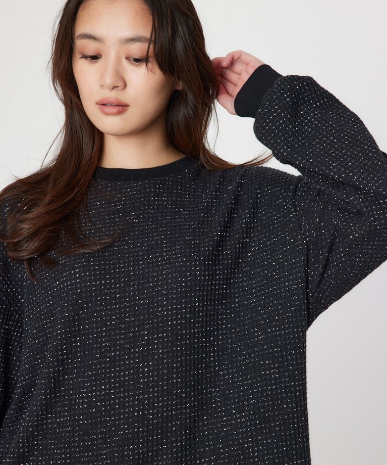 RODEO CROWNS「ラメワッフルトップス」|Tシャツ・カットソー|BLK