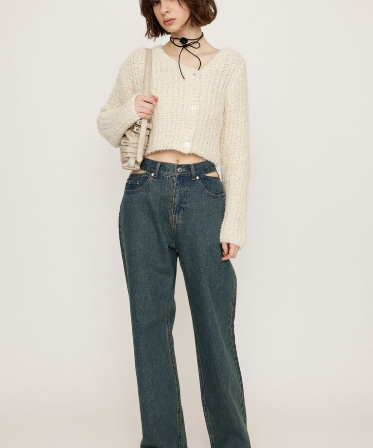 SLY「TAPE YARN SLANT NECK カーディガン」|ニット・セーター|