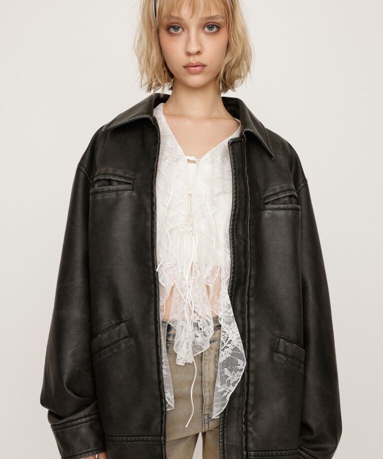 SLY「VINTAGE BOXY F／LEATHER ジャケット」|その他|