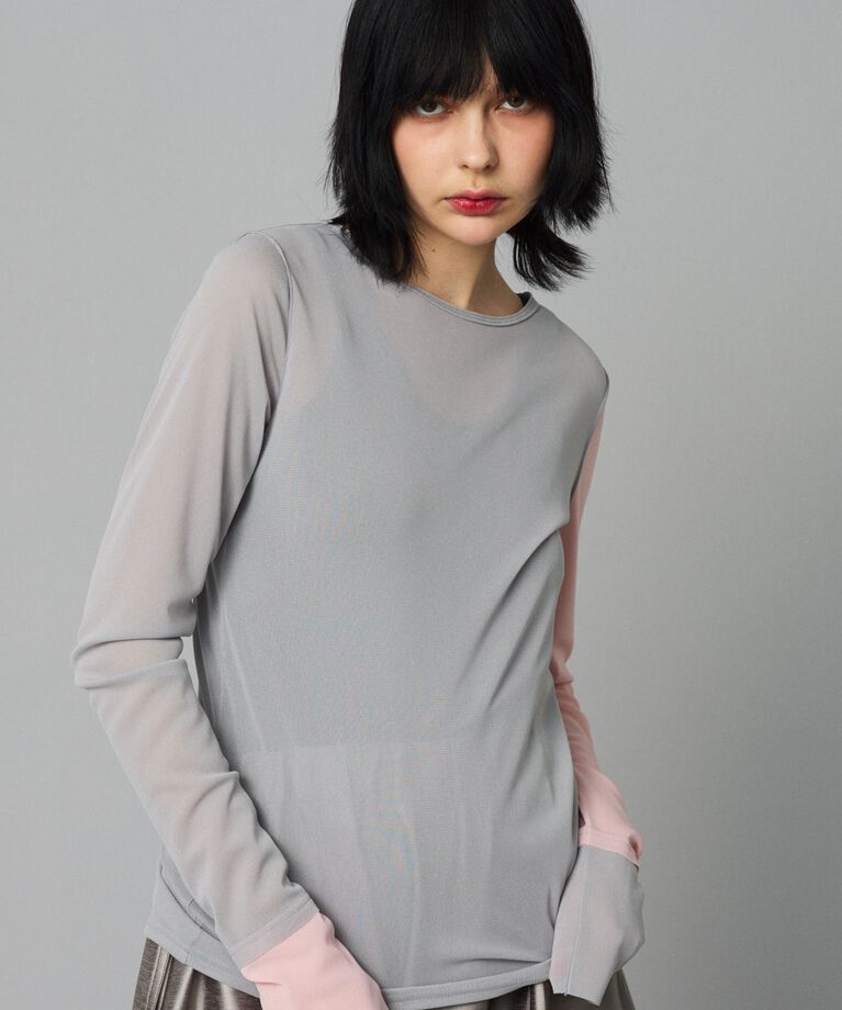 HeRIN.CYE「Crew neck mesh inner tops」|Tシャツ・カットソー|GRY